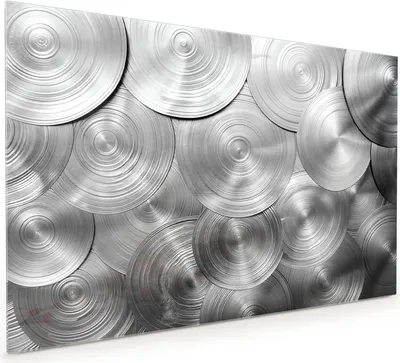 Produktbild von Küchenrückwand Spritzschutz Glas mit Motiv Metallische Scheiben 40 x 40 cm