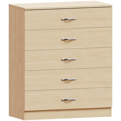 Image de Commode 5 tiroirs Riano – Meuble rangement chambre en pin à assembler