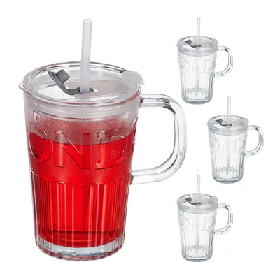 Zdjęcie produktu dla zestaw 4 szklanek do napojów relaxdays z uchwytem