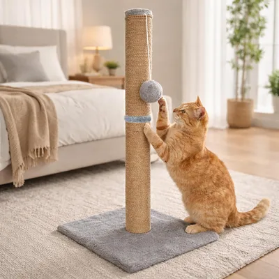 Immagine prodotto di Albero per gatti robusto - 70 cm, con pallina giocattolo