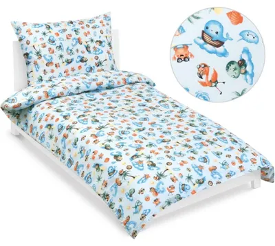 Obrázek produktu pro Bavlněné povlečení dětské junior - 140x200 cm. 70x90 - modrá