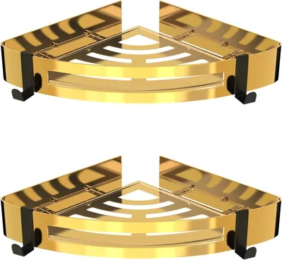 Immagine prodotto di Ripiano doccia con 2 mensole, in acciaio inossidabile, color oro, per il bagno