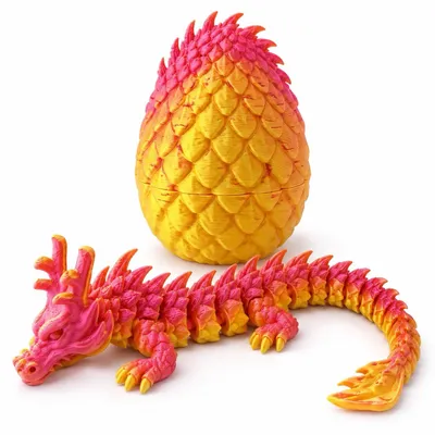 Produktbild von Raptor Beweglicher 3D Drache mit Drachenei 13 cm Pink-Gelb