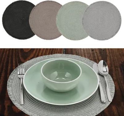 Produktbild von Tischset 4er Set rund Ø38cm Makramee 4 Farben Tischdekoration Platzdecken Filzuntersetzer Platzset