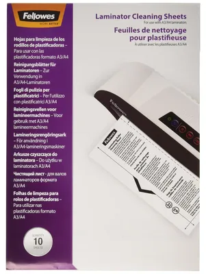 Produktbild von Laminiergerät Reinigungsblätter Laminierer Reinigungsfolie - A4 (210 x 297 mm) - 10 Stück - Für Fellowes Laminiergeräte