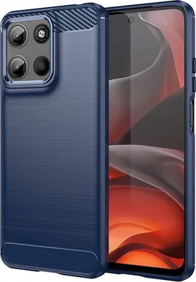 Image de Étui pour Motorola Moto G15 / Moto G15 Power - Coque arrière en silicone Phonesta Carbon - Bleu