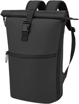Obrázok produktu pre Veľký cestovný batoh na notebook pre ženy a mužov, 18–27 l, pre notebooky s uhlopriečkou 17,3 palca, vodoodolný, zPolyuretánkože, čierny