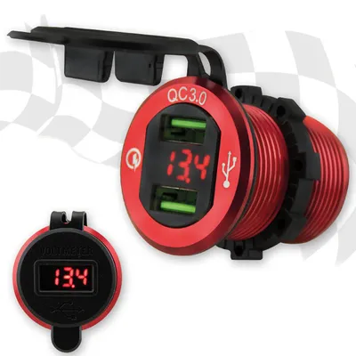 Image de Prise intégrée 3.0 2 x USB-A + Volt rouge