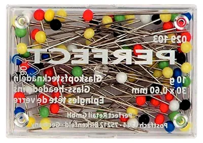 Produktbild von Glaskopfnadeln 0,60 x 30 mm in bunten Farben, silberfarbig, 10 g
