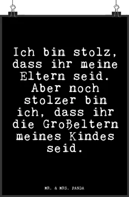 Produktbild von Mr. & Mrs. Panda Bild Ich bin stolz, dass... DIN A4 - Schwarz - Geschenk, drucke, Wandbild, Enkelin Geburt, Sprüche, Großeltern, Deko, stolz, wanddeko, Oma Opa, Plakat