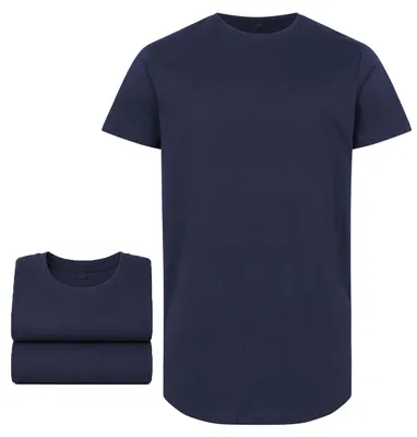 Produktbild von Mivaro Herren 3er Pack Longshirt Dunkelblau Größe XXL aus Baumwolle, extra langes T Shirt mit Rundhals, Regular Fit in Überlänge, Größen S bis 5XL