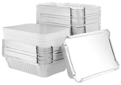 125 Alufolie-Backformen mit Deckel, 21x14x5 cm, rechteckig, silber