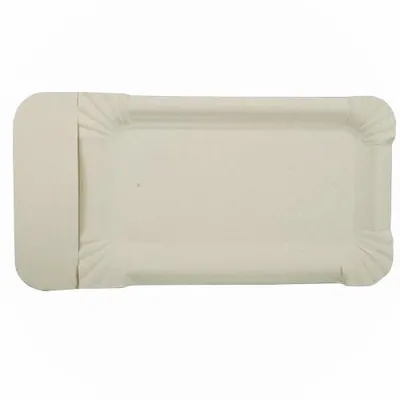 Produktbild von 250 Pappteller eckig 9 cm x 18cm WURSTTELLER Teller mit Anfasser