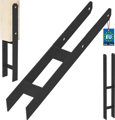 Produktbild von KOTARBAU® H-Pfostenträger zum Einbetonieren 70 mm / 600 mm aus verzinkter pulverbeschichteter Stahl Schwarz Pfostenanker Balkenschuhe Stützenfuß Pfostenschuh mit Betonanker Stahlträger Stahlanker