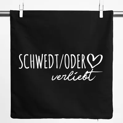 Produktbild von Huuraa Kissenbezug Schwedt Oder verliebt 40x40cm Black Baumwolle Dekokissenbezug Geschenkidee