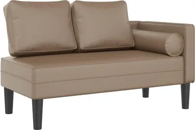 Zdjęcie produktu dla vidaXL szezlong z poduszką imitacja skóry  cappuccino
