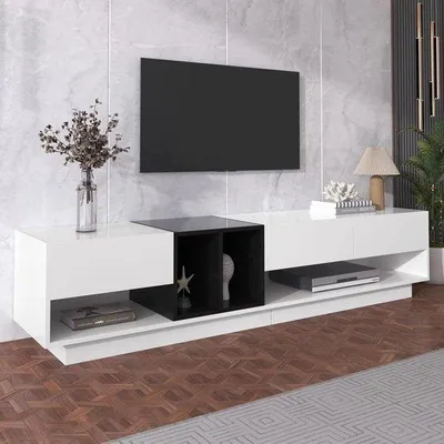 Immagine prodotto di Mobile basso con finitura lucida - 190 x 40 x 42 cm: mobile contenitore per il soggiorno