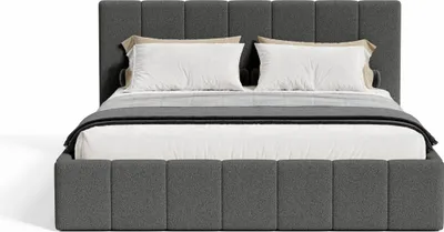 Produktbild von FEDVE Polsterbett Malfo Slim aus Bouclé-Stoff 140x200 cm, Graphit