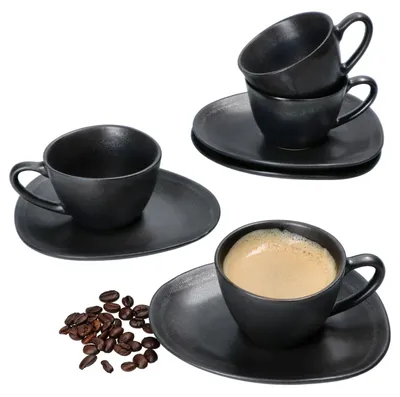 Obrázek produktu pro Manhattan Nero Espresso šálek + podšálek pro 4 osoby 90 ml kamenina černá měď