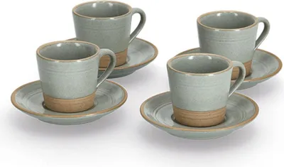 Produktbild von ZELLER 26538 Espresso-Set GRAU/BRAUN, 8-tlg., Steingut