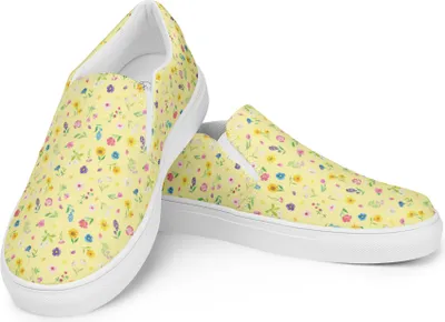 Produktbild von Mr. & Mrs. Panda Mokassins Bunte Blumenwiese Größe 35 1/2 - Gelb - Geschenk, Blumenmädchen, Halbschuhe Damen, Espadrilles, Wildblumen Muster, Damenschuhe, Loafer, Blumen