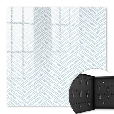 Produktbild von Metall Schlüsselkasten 30 x 30 cm - schwarzer Schlüsselschrank zur Wandmontage - wandhängende Schlüsselbox mit Tür - nach links öffnend - Schlüsselaufbewahrung für Flur - Büro - Arbeitszimmer - Werkstatt - Garage - Dezentes Fischgrätmuster