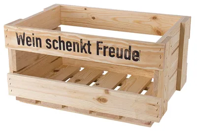 Produktbild von Neue Weinkisten "Wein schenkt Freude"  Natur ca 46 x 30,5 x 24cm Obstkiste Holzkiste Regalkiste Weinlagerung Weinregal