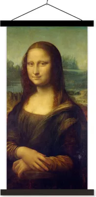 Produktbild von MuchoWow® Textilposter Mona Lisa - Leonardo da Vinci 40x80 cm mit schwarzem Rahmen - Wandemalerei