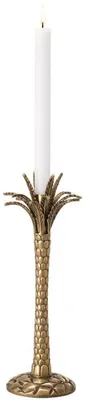 Produktbild von Casa Padrino Luxus Kerzenhalter Vintage Messingfarben Ø 13 x H. 36 cm - Handgefertigter Messing Kerzenständer im Palmen Design - Luxus Accessoires