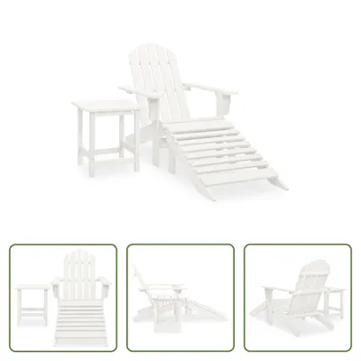 Immagine prodotto di The Living Store Sedia da giardino Adirondack con poggiapiedi e tavolo in legno di abete bianco