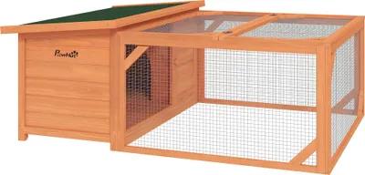 Produktbild von PawHut Kleintierstall Zwergkaninchenstall Kleintierkäfig mit Asphaltdach Orange