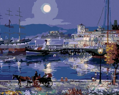 Image de Zuty - Peinture au diamant - PORT DE NUIT, 40 x 50 cm, toile tendue sur châssis