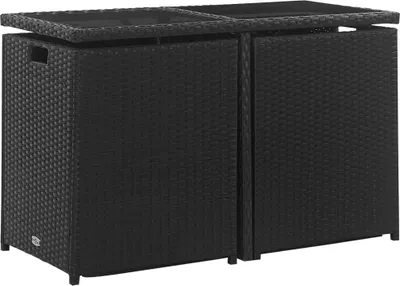 Obrázek produktu pro vidaXL 3dílný zahradní jídelní set s polštáři Poly ratan Black