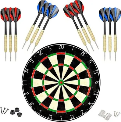 Produktbild von Dartspielset mit Dartbrett, Pfeilen und Montageset - Für ambitionierte Dartspieler