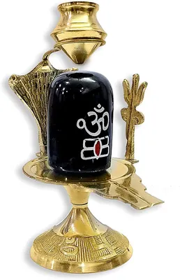 Shivling-Statue, 12,7 cm, Messing, mit Shesnag Trishul, für Pooja