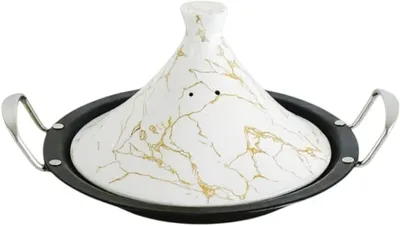Obrázok produktu pre Keramický hrniec – marocký hrniec – na pomalé varenie – s ventilom na reguláciu pary – 34 cm – čierna farba