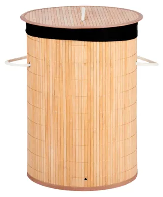Produktbild von Waschekorb aus Bambus - 50 Liter - 35 x 50 cm - mit Deckel - mit Innentuch