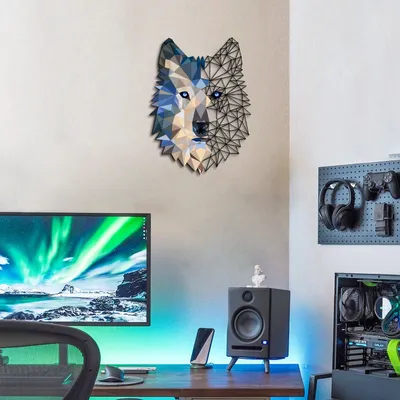 Produktbild von Wallity, Metal Wolf Wall Art - APT721, Wanddeko, Mehrfarbig, Stahl, 35 x 48 cm