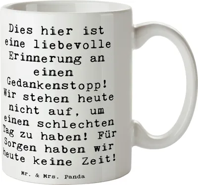 Produktbild von Mr. & Mrs. Panda Tasse Spruch Freude Erleben - Weiß - Geschenk, Lächeln, Zitat, keine Sorgen, Kaffeebecher, schöne, Bedruckte, Gefühl, Motivation, Kaffeetasse, Becher