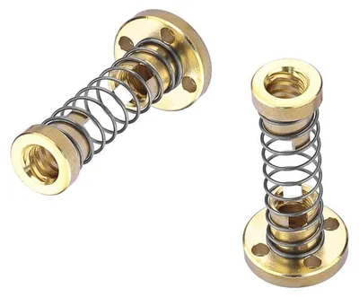 T8 gefederte Mutter für Trapezspindel 8 mm, 2 Stück, Messing