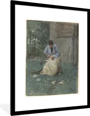 Produktbild von MuchoWow® Gerahmtes Poster Schafschäfer - Gemälde von Anton Mauve 60x80 cm - Poster mit Schwarzem Bilderrahmen Wandposter Rahmen Foto Bilder - Wohnzimmer - Dekorationen - Prämie