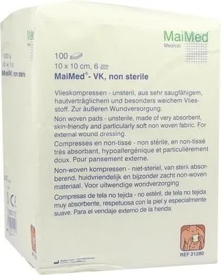 Obrázok produktu pre MaiMed nesterilné vlnené kompresy 6 vrstiev 100 kusov 10 x 10 cm