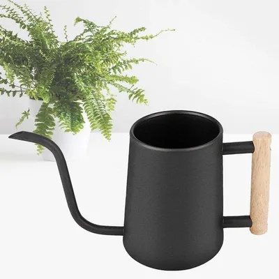 Immagine prodotto di Pompa da giardino da 1 litro in acciaio inossidabile nero con beccuccio lungo per piante da esterno - Pompa per fertilizzante per laghetti da giardino