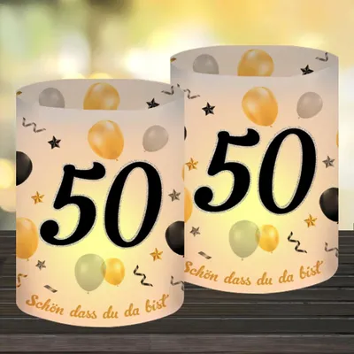 12 Windlichter 50. Geburtstag Tischdeko – Teelichthalter