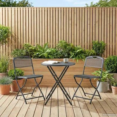Produktbild von 2 Gartenstühle aus Eisen in Anthrazit, 52,5 x 46 x 82 cm