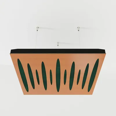 Productafbeelding van Set van 4 akoestische plafondpanelen PULSAR, 50x50x5 cm, kersenhout/groen