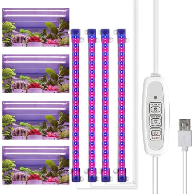 Produktbild von Weiße LED Pflanzenlampe 16 Zoll Vollspektrum 6000K 240 LEDs Timer 3/6/12h 5 Helligkeitsstufen