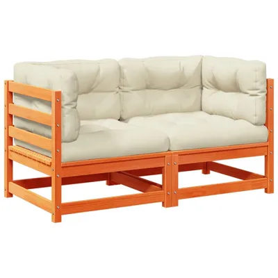 Produktbild von vidaXL 2-tlg. Garten-Sofagarnitur mit Kissen Wachsbraun Kiefernholz