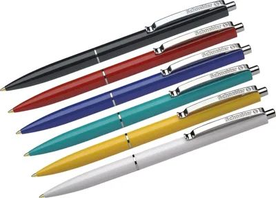 A collection of colorful pens arranged diagonally against a white background.