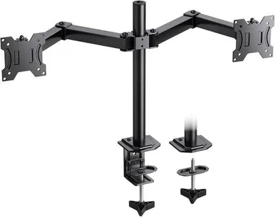 Imagen del producto de Soporte doble para monitores de 13 a 30 pulgadas: soporte ergonómico con ajuste de inclinación y rotación